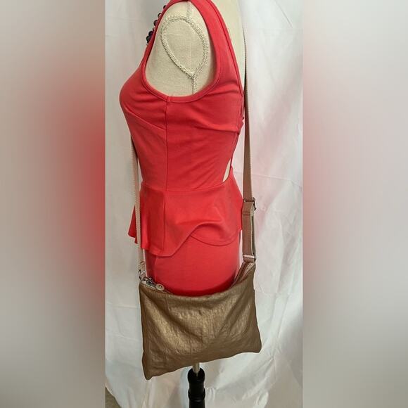 Kipling Adjustable Crossbody Purse Gold Casual Everyday Shoulder Bag Double Zip - Picture 7 of 12